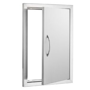 BBQ Access Door, 18W x 24H Inch Single Outdoor Kitchen Door, Stainless Steel Flush Mount Door, Wall Vertical Door with Handle, for BBQ Island, Grilling Station, Outside Cabinet