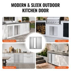 bbq access door 24w x 24h inch double outdoor kitchen door stainless steel flush mount door wall vertical door with recessed handles for bbq island grilling station outside cabinet 1.jpg