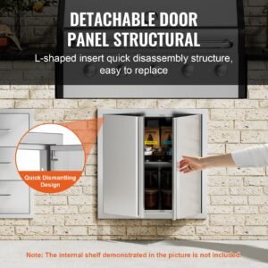 bbq access door 24w x 24h inch double outdoor kitchen door stainless steel flush mount door wall vertical door with recessed handles for bbq island grilling station outside cabinet 2.jpg