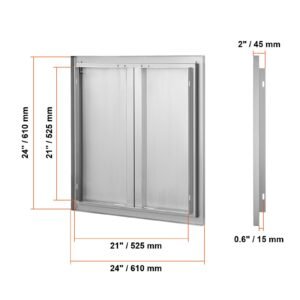 bbq access door 24w x 24h inch double outdoor kitchen door stainless steel flush mount door wall vertical door with recessed handles for bbq island grilling station outside cabinet 4.jpg