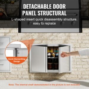 bbq access door 28w x 19h inch double outdoor kitchen door stainless steel flush mount door wall vertical door with recessed handles for bbq island grilling station outside cabinet 2.jpg