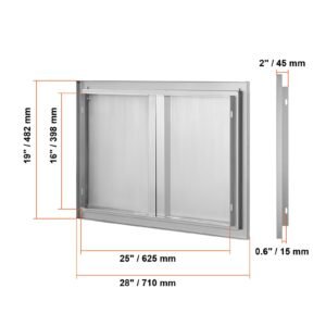 bbq access door 28w x 19h inch double outdoor kitchen door stainless steel flush mount door wall vertical door with recessed handles for bbq island grilling station outside cabinet 3.jpg