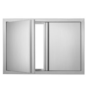bbq access door 28w x 19h inch double outdoor kitchen door stainless steel flush mount door wall vertical door with recessed handles for bbq island grilling station outside cabinet 5.jpg