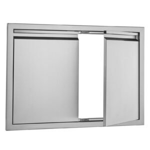 bbq access door 30w x 21h inch double outdoor kitchen door stainless steel flush mount door wall vertical door with recessed handles for bbq island grilling station outside cabinet 12.jpg
