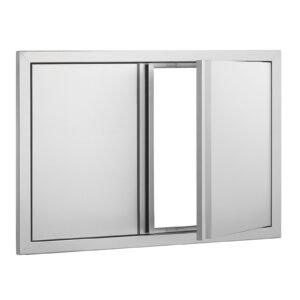 BBQ Access Door, 30W x 21H Inch Double Outdoor Kitchen Door, Stainless Steel Flush Mount Door, Wall Vertical Door with Recessed Handles , for BBQ Island, Grilling Station, Outside Cabinet