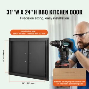bbq access door 31w x 24h inch double outdoor kitchen door cold plate flush mount door wall vertical door with handles for outside cabinetstainless steel oil sprayed product 1.jpg