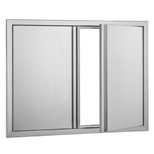 BBQ Access Door, 31W x 24H Inch Double Outdoor Kitchen Door, Stainless Steel Flush Mount Door, Wall Vertical Door with Recessed Handles , for BBQ Island, Grilling Station, Outside Cabinet