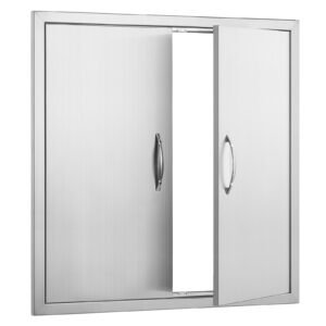 BBQ Access Door, 31W x 31H Inch Double Outdoor Kitchen Door, Stainless Steel Flush Mount Door, Wall Vertical Door with Handles, for BBQ Island, Grilling Station, Outside Cabinet