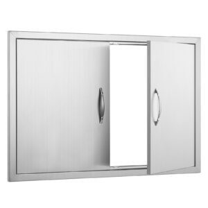 BBQ Access Door, 35W x 24H Inch Double Outdoor Kitchen Door, Stainless Steel Flush Mount Door, Wall Vertical Door with Handles, for BBQ Island, Grilling Station, Outside Cabinet