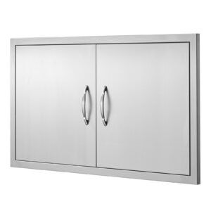 bbq access door 36w x 21h inch double outdoor kitchen door stainless steel flush mount door wall vertical door with handles for bbq island grilling station outside cabinet 1.jpg