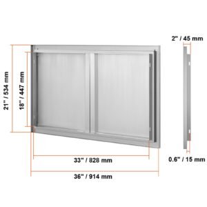 bbq access door 36w x 21h inch double outdoor kitchen door stainless steel flush mount door wall vertical door with recessed handles for bbq island grilling station outside cabinet 1.jpg