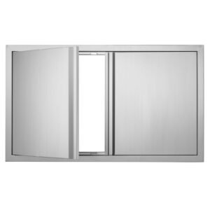 bbq access door 36w x 21h inch double outdoor kitchen door stainless steel flush mount door wall vertical door with recessed handles for bbq island grilling station outside cabinet 2.jpg