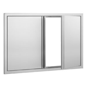 BBQ Access Door, 36W x 24H Inch Double Outdoor Kitchen Door, Stainless Steel Flush Mount Door, Wall Vertical Door with Recessed Handles , for BBQ Island, Grilling Station, Outside Cabinet