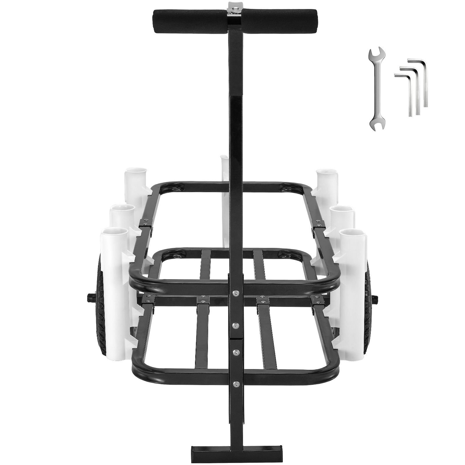 beach fishing cart 200 lbs load capacity fish and marine cart with two 11 big wheels rubber balloon tires for sand heavy duty steel pier wagon trolley with 7 rod holders for fishing picnic.jpg