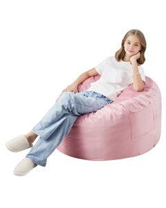 Bean Bag Chair, 3 feet Round Bean Bag Chair with Removable and Washable Cover, 25D Memory Foam Filled with Soft and Smooth Dutch Velvet, Bean Bag for Bedroom or Playroom, Pink