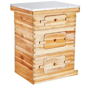 bee hive 30 frame bee hives starter kit beeswax coated fir wood 2 deep 1 medium bee boxes langstroth beehive kit transparent acrylic windows with foundations for beginners pro beekeepers 2.jpg