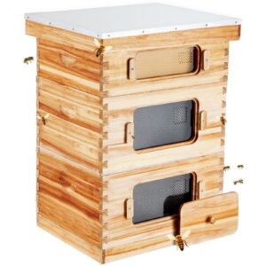 bee hive 30 frame bee hives starter kit beeswax coated fir wood 2 deep 1 medium bee boxes langstroth beehive kit transparent acrylic windows with foundations for beginners pro beekeepers 4.jpg