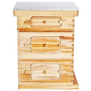 bee hive 30 frame bee hives starter kit beeswax coated fir wood 2 deep 1 medium bee boxes langstroth beehive kit transparent acrylic windows with foundations for beginners pro beekeepers 5.jpg