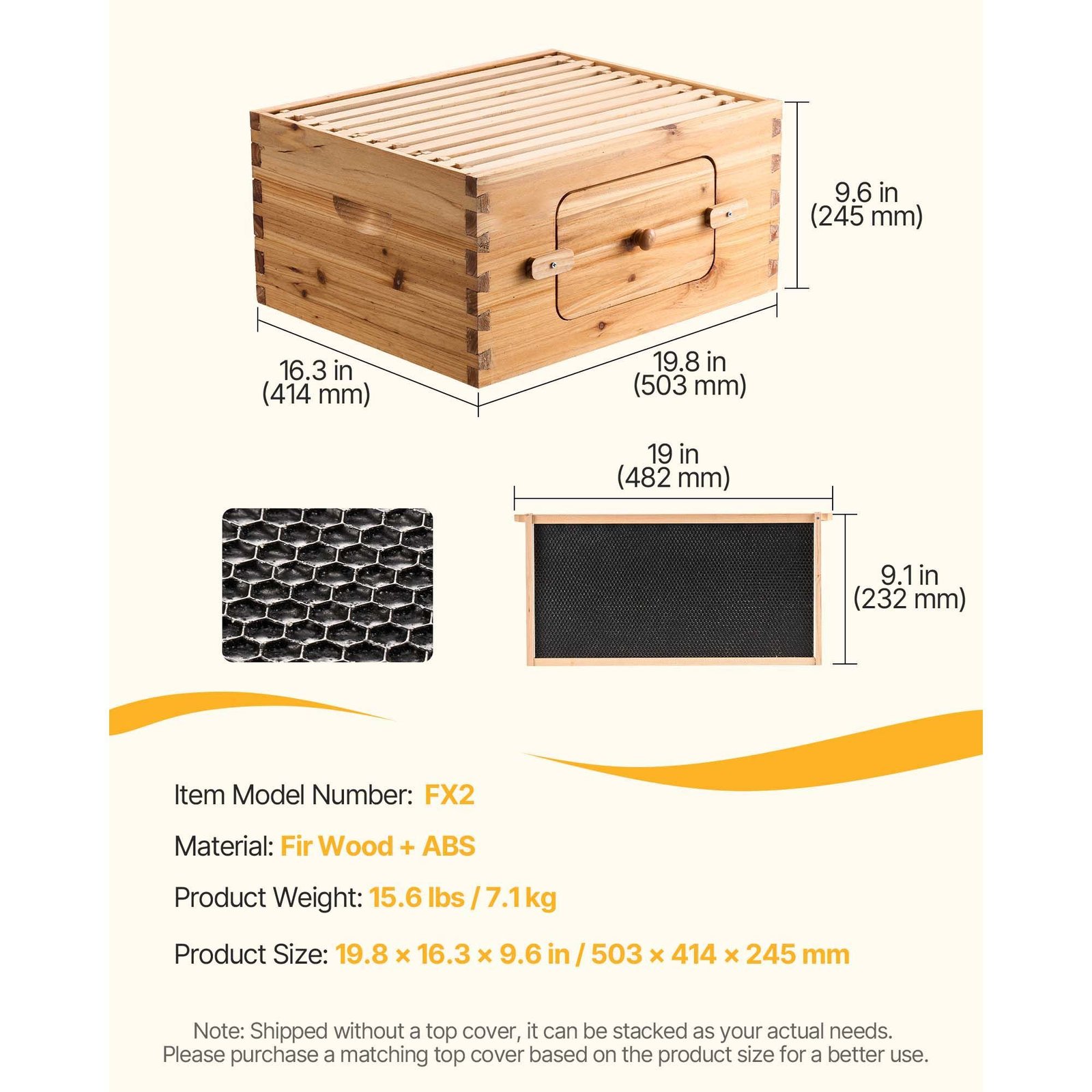 bee hive deep box starter kit 100 beeswax coated natural fir wood langstroth beehive kit with 10 frames and foundations transparent acrylic bee windows for beginners and pro beekeepers.jpg