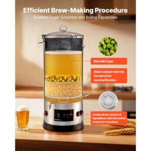 beer brewing equipment 8 gal30l 304 stainless steel home beer brewer1500w all in one home brewing kit with tall strainer integrated inner barrel reinforced handle 2.jpg