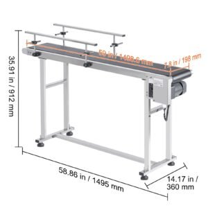 belt conveyor 59 x 78 inch conveyor table heavy duty stainless steel motorized belt conveyor for inkjet coding applications powered pvc belt anti static adjustable speed double guardrail 5.jpg