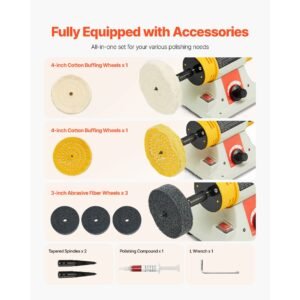 bench buffer polisher 12hp polishing and buffing machine 0 to 8000rpm benchtop polisher with 2pcs 4 cotton wheel 3pcs 3 abrasive fiber wheels polishing compound for metal jewelry wood 3.jpg