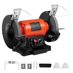 Bench Grinder, 8-inch Variable Speed Bench Grinder, 2000-3450RPM Table Grinders with 550W 5.0A Induction Motor, 36/60-Grit Grinding Wheel & Adjustable Eye Shield for Sharpening Grinding