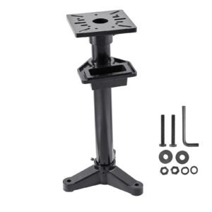 Bench Grinder Stand, Heavy-Duty Bench Grinder and Vise Floor Pedestal with 10.6" x 10.6" Mounting Plate, Pre-Cut Mounting Slots & Water Pot, Compatible with Most Bench Grinders