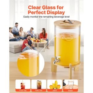 beverage dispenser 22 gallon drink dispensers for parties glass juice dispenser with wood stand stainless steel spigot iced tea lemonade juice water dispensers for parties 3.jpg