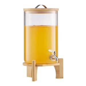beverage dispenser 22 gallon drink dispensers for parties glass juice dispenser with wood stand stainless steel spigot iced tea lemonade juice water dispensers for parties.jpg