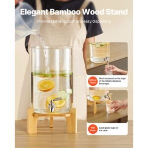 beverage dispenser 22 gallon drink dispensers for parties glass juice dispenser with wood stand stainless steel spigot iced tea lemonade juice water dispensers for parties 4.jpg