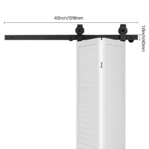 bi folding sliding barn door hardware track kit 40 top mount track kit slide smoothly quietly heavy duty easy to install suitable for two 18 closet pantry laundry doors not included 1.jpg