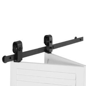 bi folding sliding barn door hardware track kit 40 top mount track kit slide smoothly quietly heavy duty easy to install suitable for two 18 closet pantry laundry doors not included 4.jpg