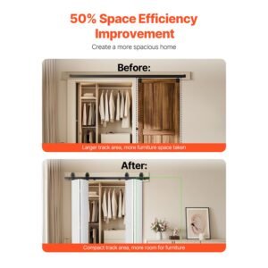 bi folding sliding barn door hardware track kit 60 top mount track kit slide smoothly quietly heavy duty easy to install suitable for four 14 closet pantry laundry doors not included 2.jpg