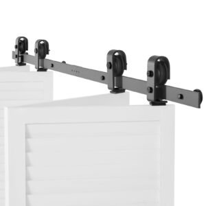 bi folding sliding barn door hardware track kit 60 top mount track kit slide smoothly quietly heavy duty easy to install suitable for four 14 closet pantry laundry doors not included.jpg