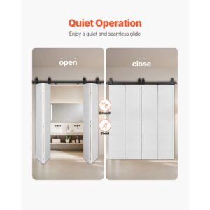 bi folding sliding barn door hardware track kit 60 top mount track kit slide smoothly quietly heavy duty easy to install suitable for four 14 closet pantry laundry doors not included 4.jpg