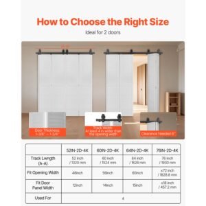 bi folding sliding barn door hardware track kit 60 top mount track kit slide smoothly quietly heavy duty easy to install suitable for four 14 closet pantry laundry doors not included 5.jpg