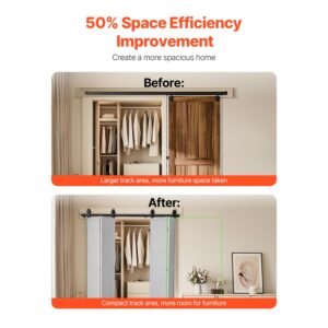 bi folding sliding barn door hardware track kit 64 top mount track kit slide smoothly quietly heavy duty easy to install suitable for four 15 closet pantry laundry doors not included 2.jpg