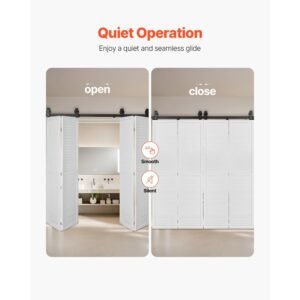 bi folding sliding barn door hardware track kit 64 top mount track kit slide smoothly quietly heavy duty easy to install suitable for four 15 closet pantry laundry doors not included 4.jpg