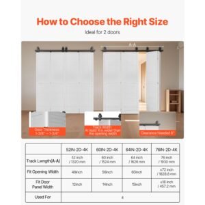 bi folding sliding barn door hardware track kit 64 top mount track kit slide smoothly quietly heavy duty easy to install suitable for four 15 closet pantry laundry doors not included 5.jpg