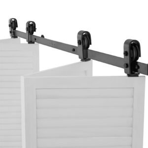 bi folding sliding barn door hardware track kit 76 top mount track kit slide smoothly quietly heavy duty easy to install suitable for four 18 closet pantry laundry doors not included.jpg