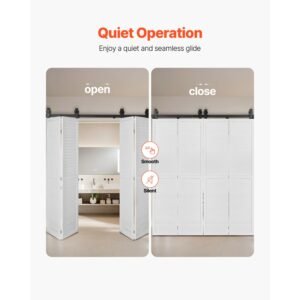 bi folding sliding barn door hardware track kit 76 top mount track kit slide smoothly quietly heavy duty easy to install suitable for four 18 closet pantry laundry doors not included 4.jpg