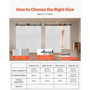 bi folding sliding barn door hardware track kit 76 top mount track kit slide smoothly quietly heavy duty easy to install suitable for four 18 closet pantry laundry doors not included 5.jpg