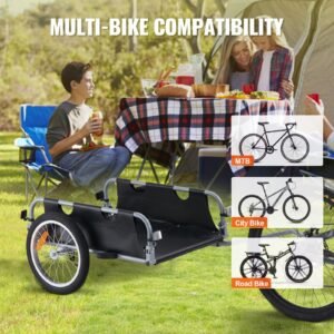 bike cargo trailer 100 lbs load capacity heavy duty bicycle wagon cart foldable compact storage quick release with universal hitch 16 wheels safe reflectors fits 22 28 bike wheels 5.jpg