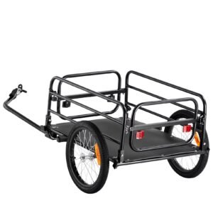 Bike Cargo Trailer, 160 lbs Load Capacity, Heavy-Duty Bicycle Wagon Cart, Foldable Compact Storage & Quick Release with Universal Hitch, 16" Wheels, Safe Reflectors, Fits 22"-28" Bike Wheels