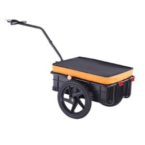 Bike Cargo Trailer, 88 lbs Load Capacity, Heavy-Duty Bicycle Wagon Cart, Foldable Compact Storage with Universal Hitch, Waterproof Cover, 16" Wheels, Safe Reflectors, Fits 24"-28" Bike Wheels