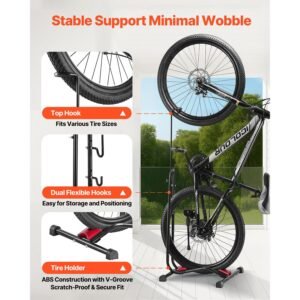 bike rack upright bike stand floor for 16 to 275 inch mountain road bikes vertical horizontal bicycle stand for secure parking and storage in garage truck bed indoor outdoor black 2.jpg