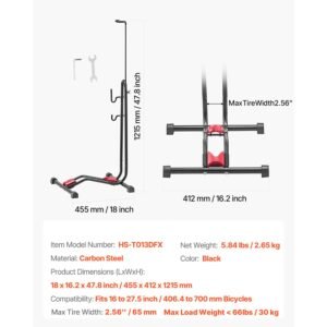 bike rack upright bike stand floor for 16 to 275 inch mountain road bikes vertical horizontal bicycle stand for secure parking and storage in garage truck bed indoor outdoor black 4.jpg