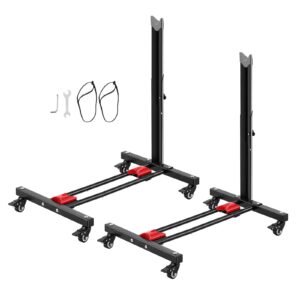 bike stand 2 pack freestanding vertical horizontal bike storage rack with lockable casters height adjustable carbon steel upright garage bicycle floor stand for 20 29 in wheels black.jpg