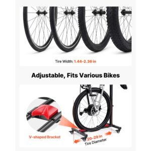 bike stand 2 pack freestanding vertical horizontal bike storage rack with lockable casters height adjustable carbon steel upright garage bicycle floor stand for 20 29 in wheels black 4.jpg